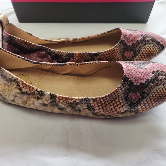Vince Camuto Sandy Sparkle Snake Flats Shoes Size 10M Natural Desert Multi Pink - Picture 5 of 7
